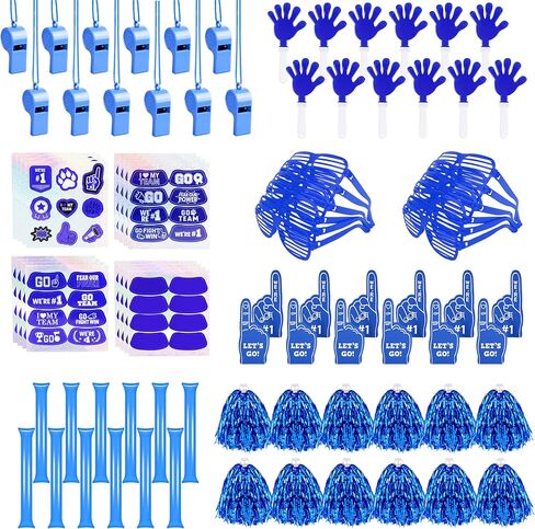 204 Pcs Team Spirit Accessories School Spirit Items - Cheerleading Pom Poms, Whistles, Thunder Sticks, Hand Clappers for Tailgates Football Baseball Sports Events in Saudi Arabia