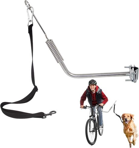 Dog Bicycle Exerciser Leash Bike Hands Free Biccycle Dog Leashes Bicycle Exerciser Leash Attachment Quick Install Thickened Zinc Alloy Clips & Rings Silicone Grip Cover in Kuwait