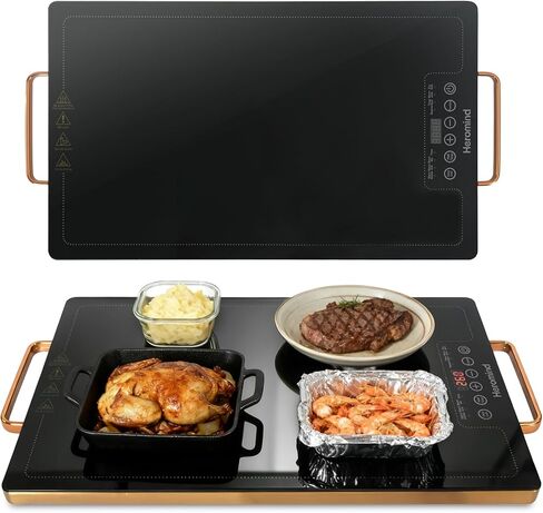 Electric Warming Tray 20" x 12", Glass-Top Full-Surface Food Warmer with Adjustable Temperature & Timer, Warming Trays for Buffets Party, Sabbath, Holiday Parties, Daily Dining in Saudi Arabia