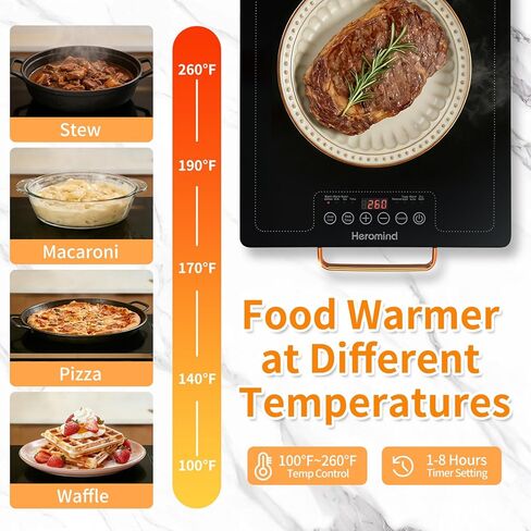 Electric Warming Tray 20" x 12", Glass-Top Full-Surface Food Warmer with Adjustable Temperature & Timer, Warming Trays for Buffets Party, Sabbath, Holiday Parties, Daily Dining in Saudi Arabia