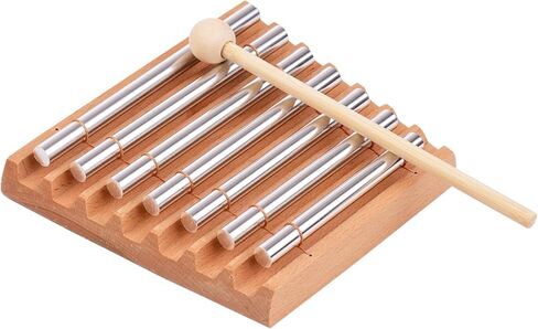 7 نغمات يدوية مع مطرقة خشبية - جرس رنين خشبي للتأمل لليوجا وشفاء الصوت والذهن وإدارة الفصل الدراسي أداة إيقاع يدوية للمعلمين والاسترخاء in Kuwait