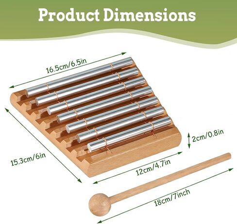 7 نغمات يدوية مع مطرقة خشبية - جرس رنين خشبي للتأمل لليوجا وشفاء الصوت والذهن وإدارة الفصل الدراسي أداة إيقاع يدوية للمعلمين والاسترخاء in Kuwait
