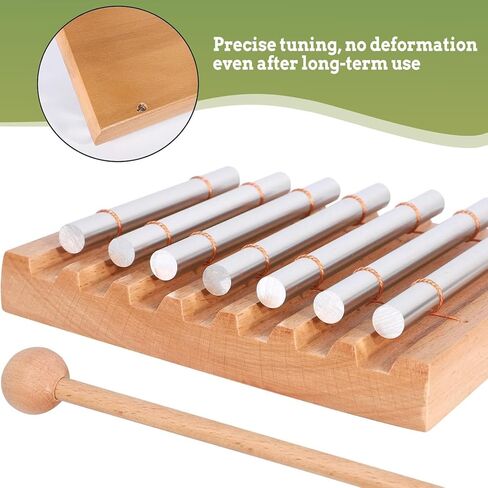 7 نغمات يدوية مع مطرقة خشبية - جرس رنين خشبي للتأمل لليوجا وشفاء الصوت والذهن وإدارة الفصل الدراسي أداة إيقاع يدوية للمعلمين والاسترخاء in Kuwait