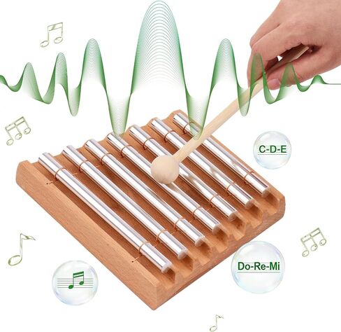 7 نغمات يدوية مع مطرقة خشبية - جرس رنين خشبي للتأمل لليوجا وشفاء الصوت والذهن وإدارة الفصل الدراسي أداة إيقاع يدوية للمعلمين والاسترخاء in Kuwait