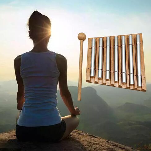 7 نغمات يدوية مع مطرقة خشبية - جرس رنين خشبي للتأمل لليوجا وشفاء الصوت والذهن وإدارة الفصل الدراسي أداة إيقاع يدوية للمعلمين والاسترخاء in Kuwait