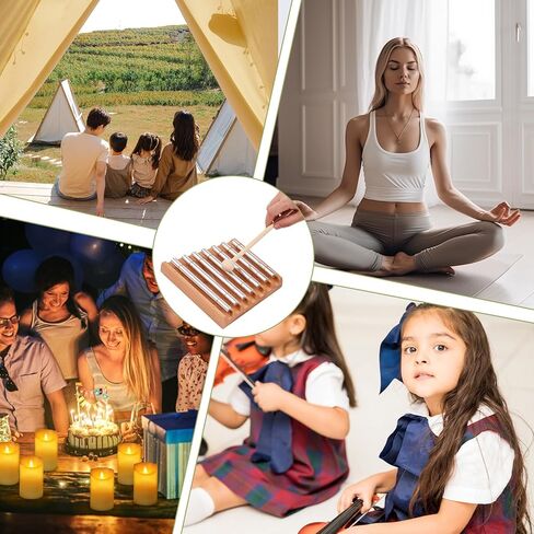 7 نغمات يدوية مع مطرقة خشبية - جرس رنين خشبي للتأمل لليوجا وشفاء الصوت والذهن وإدارة الفصل الدراسي أداة إيقاع يدوية للمعلمين والاسترخاء in Kuwait