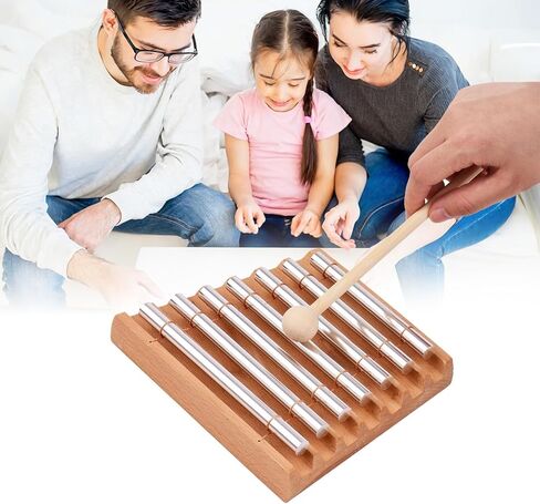 7 نغمات يدوية مع مطرقة خشبية - جرس رنين خشبي للتأمل لليوجا وشفاء الصوت والذهن وإدارة الفصل الدراسي أداة إيقاع يدوية للمعلمين والاسترخاء in Kuwait