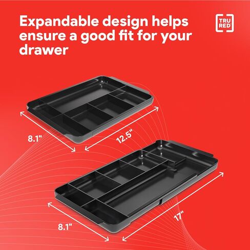 TRU RED Staples TR58204 7-Compartment Expandable Plastic Drawer Organizer, Black in Saudi Arabia