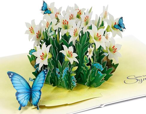 CUTPOPUP White Lily Sympathy Pop Up Card, Loss of Loved One, Pet, Mom, Dad, Child, Condolence, Bereavement, Grief with Envelope (White Lily Sympathy) FL114.1US1515 in Kuwait