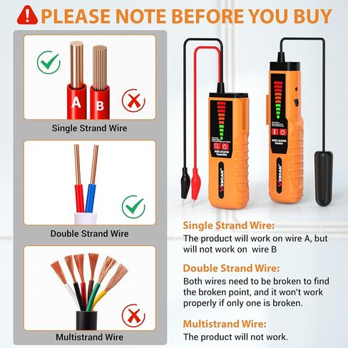 Underground Wire Locator, VXSCAN F04 Cable Locator with Earphone, Buried Wire Locators for Dog Fence Cables, Wire Locator Electrical for Detecting Cable Breaks, Irrigation Control Wires in Kuwait