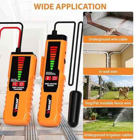 Underground Wire Locator, VXSCAN F04 Cable Locator with Earphone, Buried Wire Locators for Dog Fence Cables, Wire Locator Electrical for Detecting Cable Breaks, Irrigation Control Wires in Kuwait