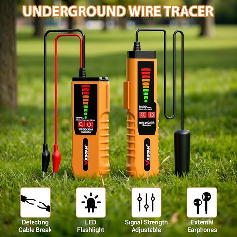 Underground Wire Locator, VXSCAN F04 Cable Locator with Earphone, Buried Wire Locators for Dog Fence Cables, Wire Locator Electrical for Detecting Cable Breaks, Irrigation Control Wires in Kuwait