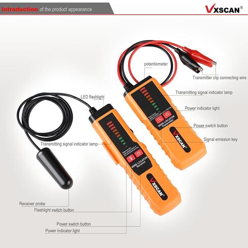 Underground Wire Locator, VXSCAN F04 Cable Locator with Earphone, Buried Wire Locators for Dog Fence Cables, Wire Locator Electrical for Detecting Cable Breaks, Irrigation Control Wires in Kuwait