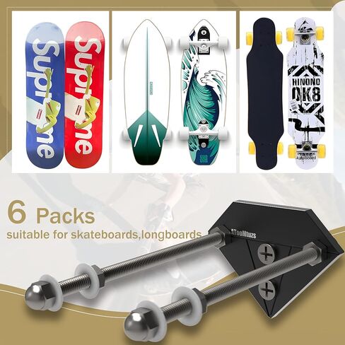 Skateboard Wall Mount Display(6 Packs)-Aluminum Diamond Shape Skateboard Deck Wall Mount with Two Screw Holes for Horizontal and Vertical Hanging Skateboard Display Decor-(Black) in Kuwait