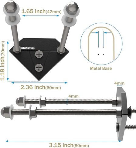 Skateboard Wall Mount Display(6 Packs)-Aluminum Diamond Shape Skateboard Deck Wall Mount with Two Screw Holes for Horizontal and Vertical Hanging Skateboard Display Decor-(Black) in Kuwait