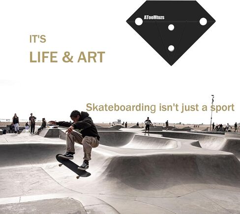 Skateboard Wall Mount Display(6 Packs)-Aluminum Diamond Shape Skateboard Deck Wall Mount with Two Screw Holes for Horizontal and Vertical Hanging Skateboard Display Decor-(Black) in Kuwait