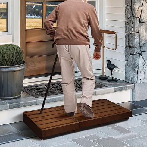خطوات خارجية بارتفاع 8.89 سم، منصة خطوة خشبية بطول 81.28 سم، مقعد متدرج مع وسادات مضادة للانزلاق، خطوة للخارج، منصة خشبية للحمام والمطبخ والسرير (أسود) in Kuwait