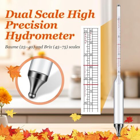 مجموعة أكواب اختبار مقياس كثافة شراب القيقب، مجموعة قياس كثافة شراب القيقب، مقياس كثافة السكر من الفولاذ المقاوم للصدأ، قياس محتوى السكر مع 5 فرشاة لتنظيف الزجاجات، مجموعة دقيقة سهلة القراءة لعمل التجميع in Kuwait