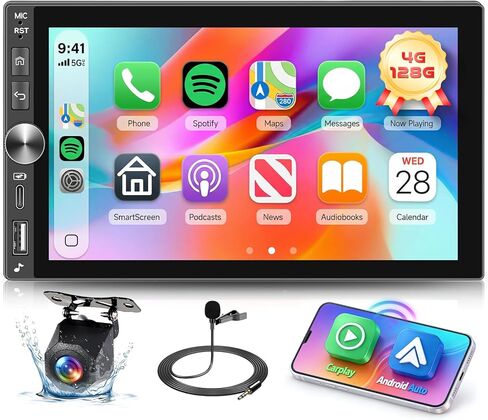 [6G+128G] 8-Core Android Car Radio 7 inch Wireless CarPlay Wireless Android Auto Double DIN Radio, Hodozzy Touch Screen Car Radio with Bluetooth,GPS,WiFi,DSP AM/RDS/FM Radio MirrorLink,with Camera in Saudi Arabia