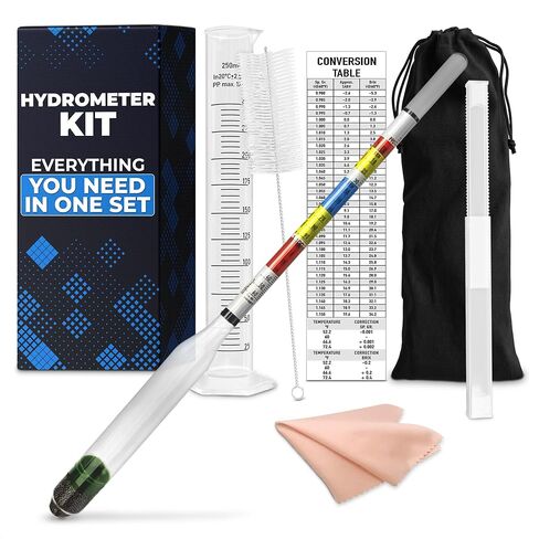 Triple-Scale Hydrometer Kit with Plastic Test Jar for Wine, Beer, Mead and Kombucha - Alcohol Tester, Hydrometer Alcohol, ABV, Brix & Gravity Tester - Brewing Supplies, Valentine Day Gift for Brewers in Saudi Arabia