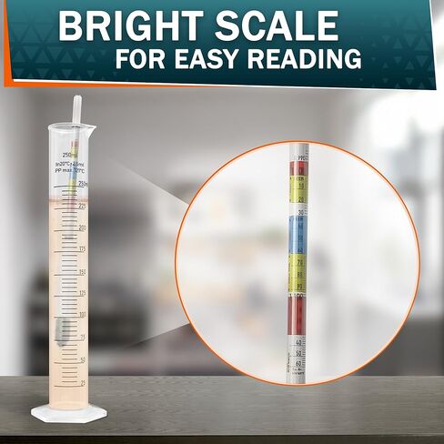 Triple-Scale Hydrometer Kit with Plastic Test Jar for Wine, Beer, Mead and Kombucha - Alcohol Tester, Hydrometer Alcohol, ABV, Brix & Gravity Tester - Brewing Supplies, Valentine Day Gift for Brewers in Saudi Arabia
