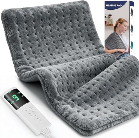وسادة تسخين كبيرة جدًا لتخفيف آلام الظهر، وسادة حرارية كهربائية مقاس 33 × 17 بوصة للرقبة والأكتاف والتشنجات وآلام الدورة الشهرية، 9 إعدادات للحرارة و4 مؤقتات للإيقاف التلقائي، نسيج ناعم يُغسل في الغسالة، هدايا للعشاق باللون الرمادي in Kuwait