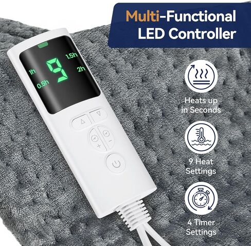 وسادة تسخين كبيرة جدًا لتخفيف آلام الظهر، وسادة حرارية كهربائية مقاس 33 × 17 بوصة للرقبة والأكتاف والتشنجات وآلام الدورة الشهرية، 9 إعدادات للحرارة و4 مؤقتات للإيقاف التلقائي، نسيج ناعم يُغسل في الغسالة، هدايا للعشاق باللون الرمادي in Kuwait