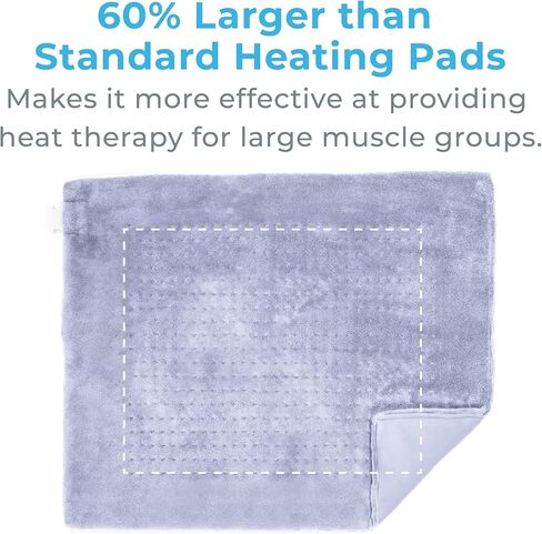 Pure Enrichment PureRelief Ultra-Wide Microplush Heating Pad - 20" x 24" XXL Size & 6 Heat Settings for Temporary Neck, Shoulder & Back Pain Relief - Moist Heat Option & Machine Washable (Periwinkle) in Kuwait