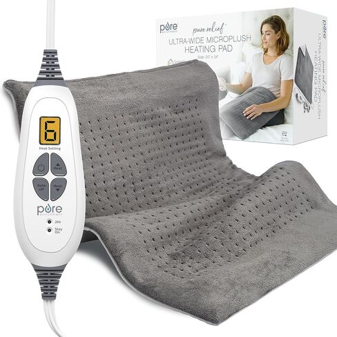 Pure Enrichment PureRelief Ultra-Wide Microplush Heating Pad - 20" x 24" XXL Size & 6 Heat Settings for Temporary Neck, Shoulder & Back Pain Relief - Moist Heat Option & Machine Washable (Periwinkle) in Kuwait