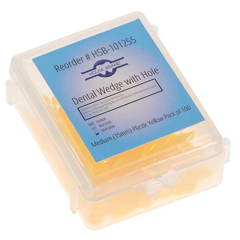101255 HSB Dental Matrix Wedges with Hole Medium 15mm Plastic Yellow 100/Pk in Saudi Arabia
