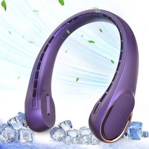 Portable Neck Fan, Bladeless Neck Fan, USB Rechargeable Personal Fan, 4000 mAh Battery Operated Fan, 3 Speeds Adjustable,Faster Cooling, Ultra Quiet, Suitable for Home, Office, Sports in Saudi Arabia