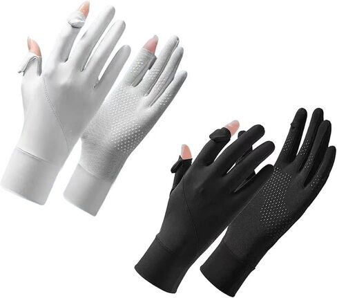 زوجان من قفازات الحماية من الشمس للنساء، قفازات للأشعة فوق البنفسجية، أصابع كاملة تعمل باللمس، غير قابلة للانزلاق، قفازات الصيف الخارجية للقيادة وركوب الدراجات والجري والمشي in Kuwait
