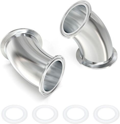 TAISHER 1PCS 304 Stainless Steel 2" Tube OD 45 Degree Elbow Sanitary Pipe Fittings 2" Tri Clamp 64MM Ferrule Flange with 2PCS Silicone Gaskets in Saudi Arabia