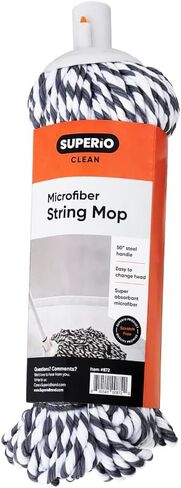 Superio String Microfiber Mop Replacement Head Only – Grey Refill for Self-Wringing Mop, Heavy Duty Floor Cleaning for Home, Kitchen, Bathroom, Office in Saudi Arabia