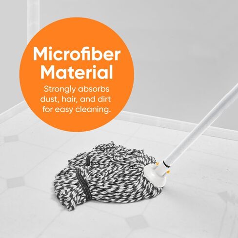 Superio String Microfiber Mop Replacement Head Only – Grey Refill for Self-Wringing Mop, Heavy Duty Floor Cleaning for Home, Kitchen, Bathroom, Office in Saudi Arabia