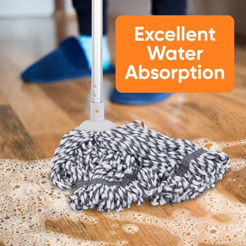 Superio String Microfiber Mop Replacement Head Only – Grey Refill for Self-Wringing Mop, Heavy Duty Floor Cleaning for Home, Kitchen, Bathroom, Office in Saudi Arabia