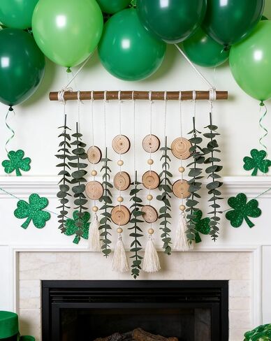 Boho Home Decor Artificial Eucalyptus Plant Wall Hanging Decor, Living Room Farmhouse Fake Greenery Leaves Decoration with 16.5" Wooden Stick for Rustic Home Decoration in Kuwait