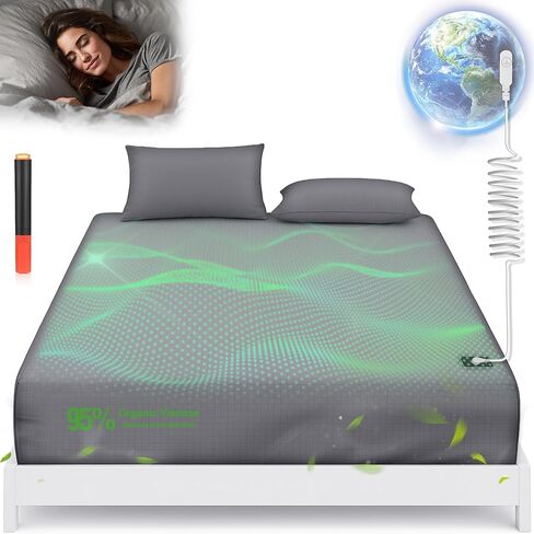 Grounding Sheet, Genuine 95% Organic Viscose Derived from Bamboo + 5% Pure Silver Fiber, Grounded Fitted Sheet Kit Earth Connected Bedding for Sleep (King, Gray) in Saudi Arabia