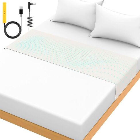 Grounding Mat for Bed 90% Organic Cotton+10% Pure Silver Fiber, Grounding Fitted Sheets for All Mattress Sizes, with Static grounding Cord and Test Pen (White, 105.5 * 23.5 inch) in Kuwait