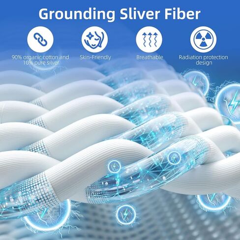 Grounding Mat for Bed 90% Organic Cotton+10% Pure Silver Fiber, Grounding Fitted Sheets for All Mattress Sizes, with Static grounding Cord and Test Pen (White, 105.5 * 23.5 inch) in Saudi Arabia