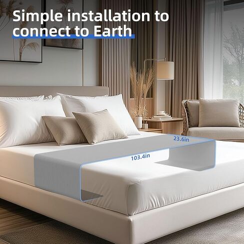Grounding Mat for Bed 90% Organic Cotton+10% Pure Silver Fiber, Grounding Fitted Sheets for All Mattress Sizes, with Static grounding Cord and Test Pen (White, 105.5 * 23.5 inch) in Saudi Arabia
