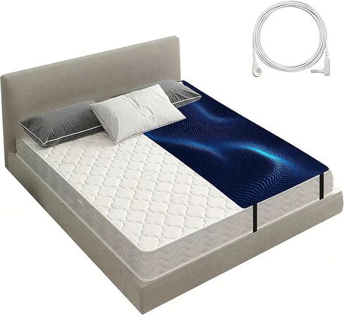 حصيرة أرضية للسرير، حصيرة أرضية موصلة لتحسين النوم، وتخفيف التوتر، وسادة أرضية مضادة للانزلاق من جلد البولي يوريثان الممتاز مع سلك أرضي، 68.58 سم × 191.44 سم، أسود، تناسب سرير بحجم كوين in Kuwait