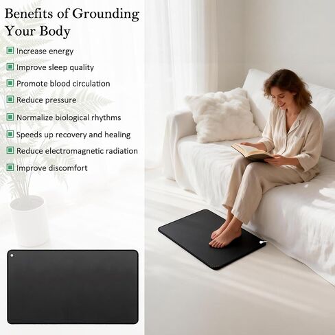 Grounding Mat 16"x24", Conductive Carbon Fiber PU Leather Grounding Pad for Sleep Energy Pain Relief Inflammation, Indoor Earth Connection Therapy for Home Office Yoga in Kuwait