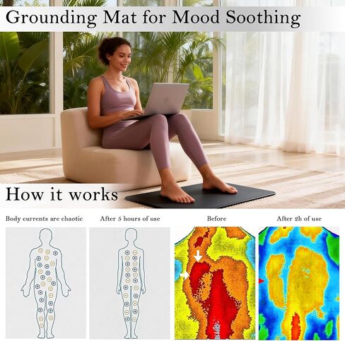 Grounding Mat 16"x24", Conductive Carbon Fiber PU Leather Grounding Pad for Sleep Energy Pain Relief Inflammation, Indoor Earth Connection Therapy for Home Office Yoga in Kuwait