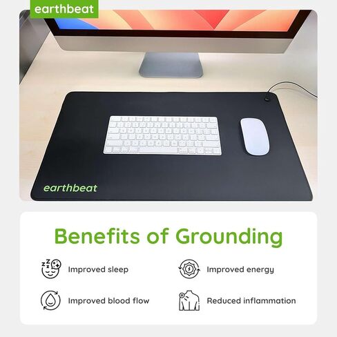 earthbeat Classic Grounding Mat. Grounding Tester Kit Included. Natural Therapy for Sleep Quality, Anti-Inflammation and Wellness. Conductive Vegan Leather. 13"×24" in Saudi Arabia