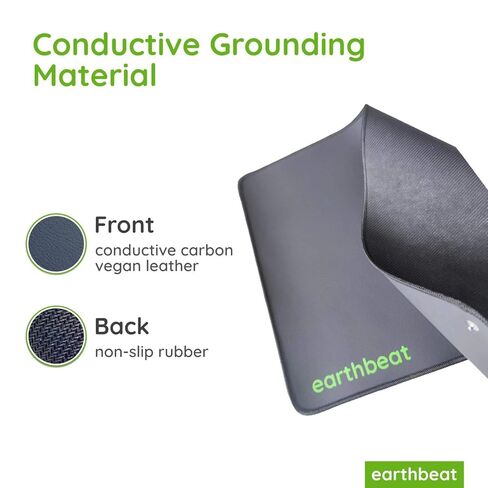earthbeat Classic Grounding Mat. Grounding Tester Kit Included. Natural Therapy for Sleep Quality, Anti-Inflammation and Wellness. Conductive Vegan Leather. 13"×24" in Saudi Arabia