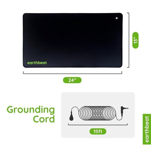 earthbeat Classic Grounding Mat. Grounding Tester Kit Included. Natural Therapy for Sleep Quality, Anti-Inflammation and Wellness. Conductive Vegan Leather. 13"×24" in Saudi Arabia