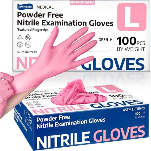 Medical Nitrile Exam Gloves, 3.5 mil Powder-Free Food-Safe Disposable Glove for Cooking Cleaning Esthetician 100 Pcs in Kuwait