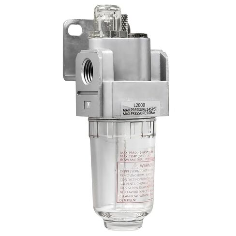 L2000 Compressed air Tools Inline Oiler - for Compressed Air Treatment Parts Replacement - Air Compressor Tool Oil Lubrication Unit - 1/4" FNPT 145 PSI Silver, Easy Open, O-Ring Sealed Filling Port in Saudi Arabia
