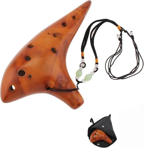 12 Hole Tone C Ceramic Ocarina, Alto Ocarina Classic Straw Fire Masterpiece Collectible, Ocarinas Instrument with Song Book Neck Cord Carry Bag, Ceramic ocarina for Student/Adults/Beginners in Saudi Arabia